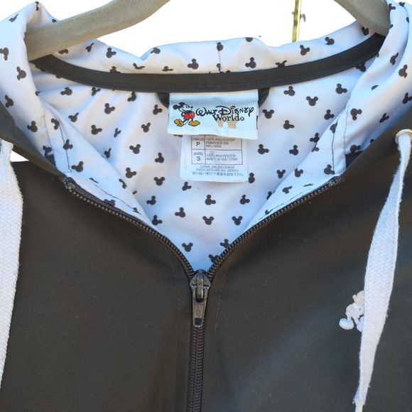 Mickey Hoodie Walt Disney World Light Jacket Zip Close Mickey Mouse Lined Black - Picture 4 of 10